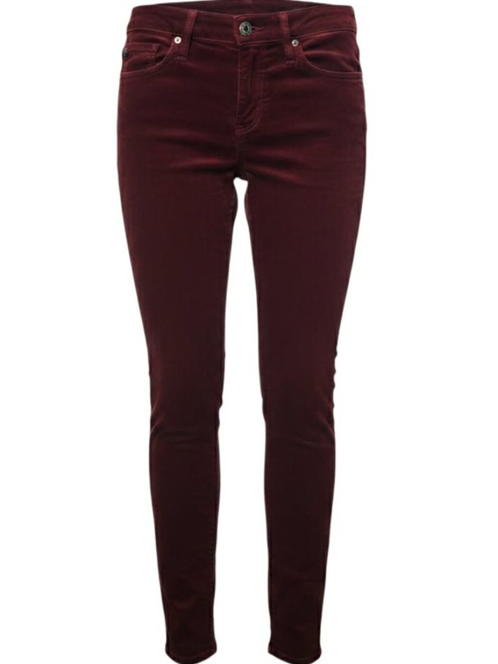 AG Adriano Goldschmied Farrah Velvet Skinny Pants Burgundy Maroon Size S